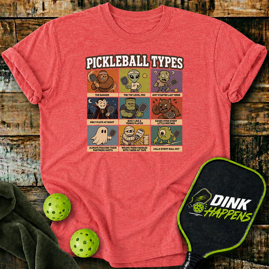 Pickleball Types - Monster Edition Pickleball T-Shirt